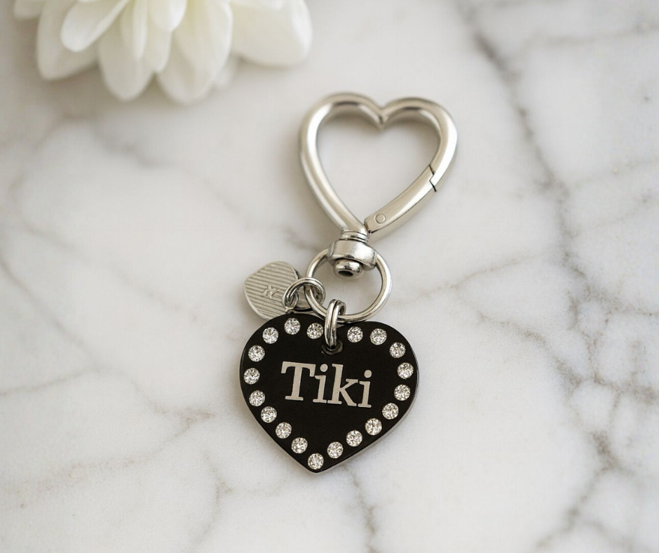 Hondenpenning Black Strass