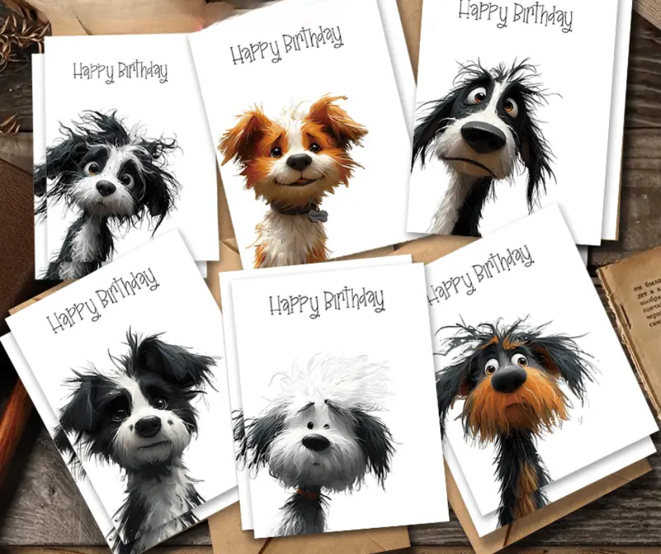 Set van 12 verjaardagskaarten