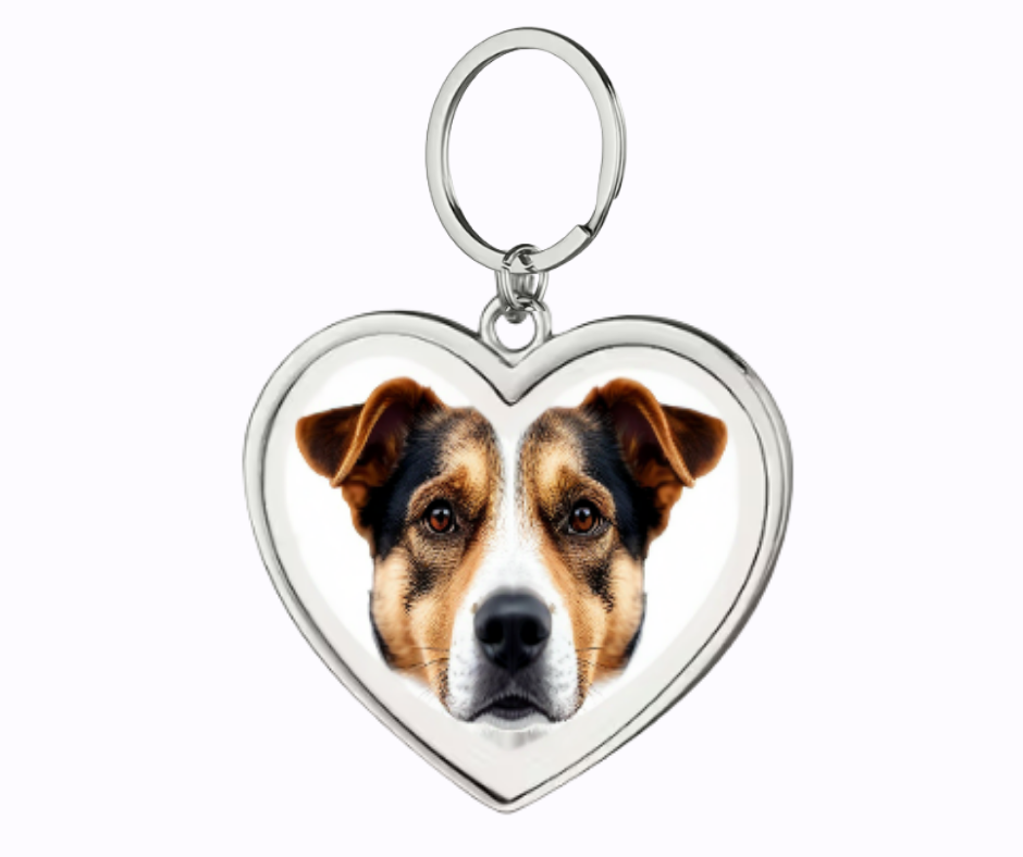 Stainless steel heart key ring