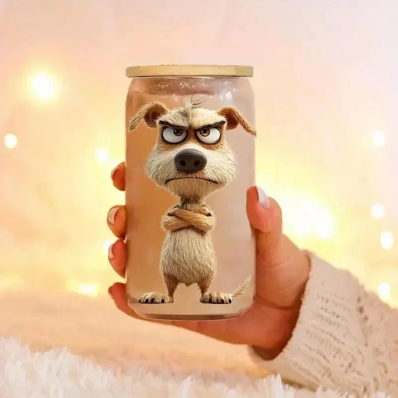 Mason Jar Beker met Cartoon