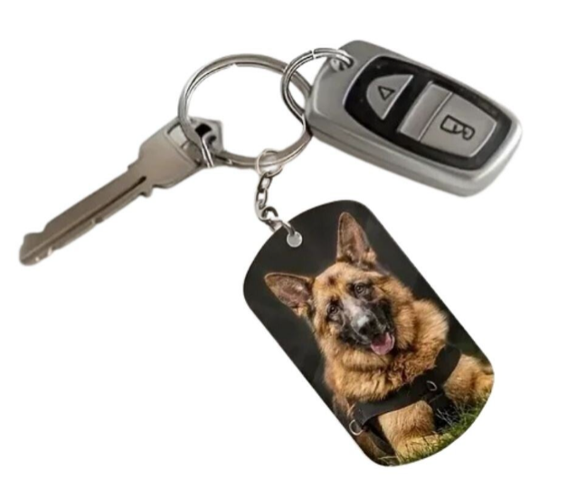 Stainless steel photo key ring