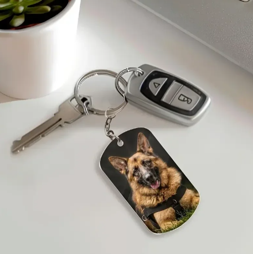 Stainless steel photo key ring