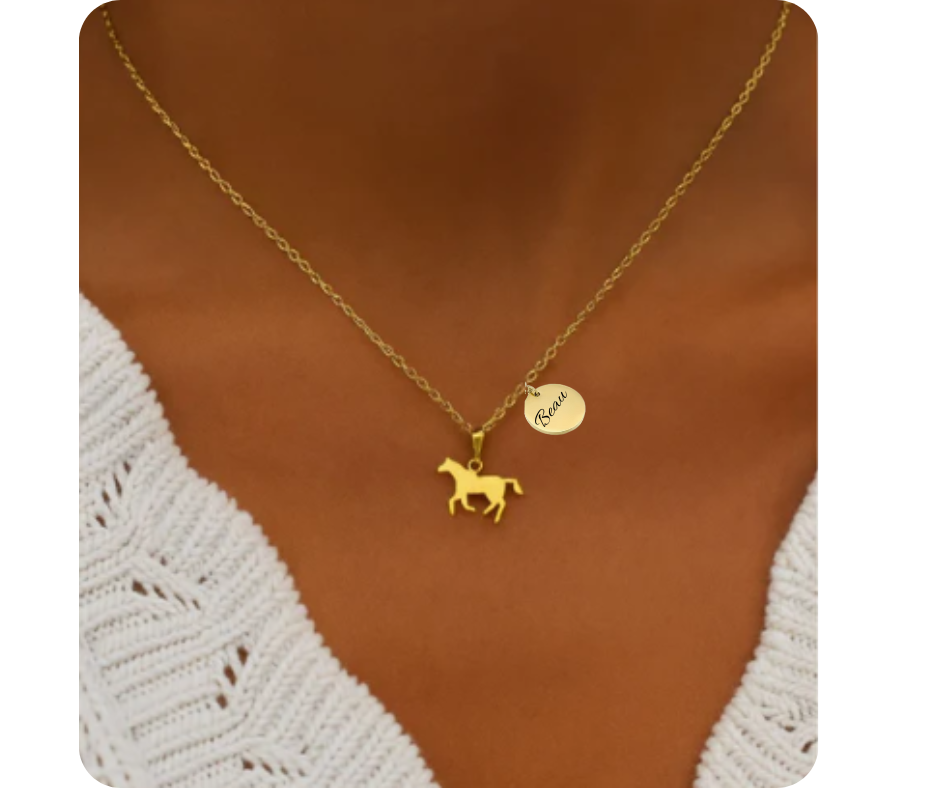 Paardensilhouet met naam | Ketting