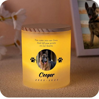 Waxinelicht houder met foto | Herdenkingslicht voor huisdier