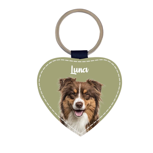 Sleutelhanger PU-leer Hart met foto