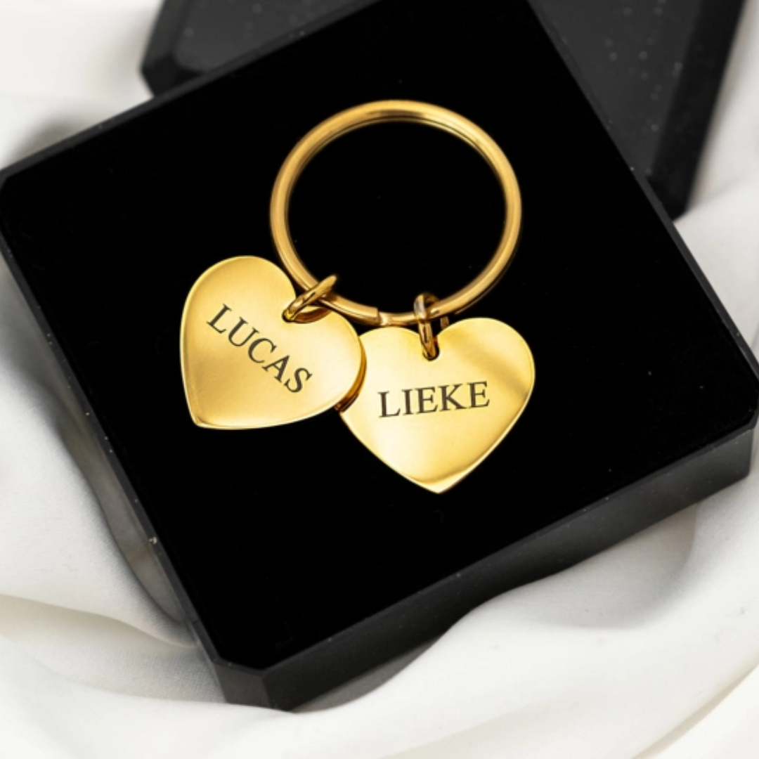 Harten sleutelhanger met namen