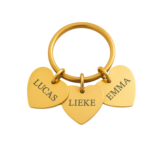 Harten sleutelhanger met namen
