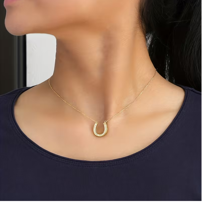 Hoefijzer ketting zirkonia | stras