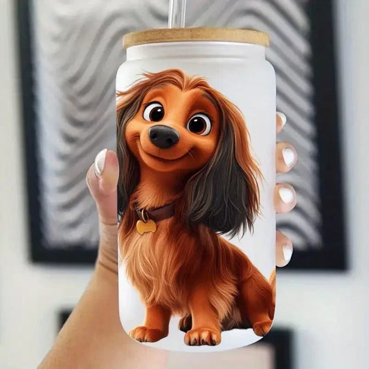 Mason Jar Cup with Cartoon