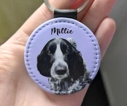 Sleutelhanger PU-leer Rond met foto