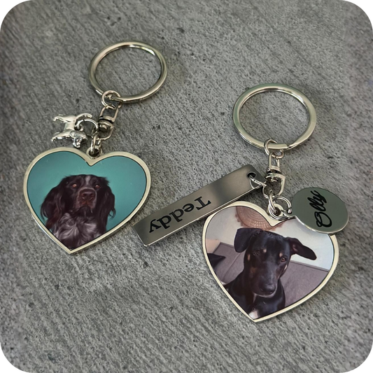 Sleutelhanger Hart | Dubbele foto | Tekst label