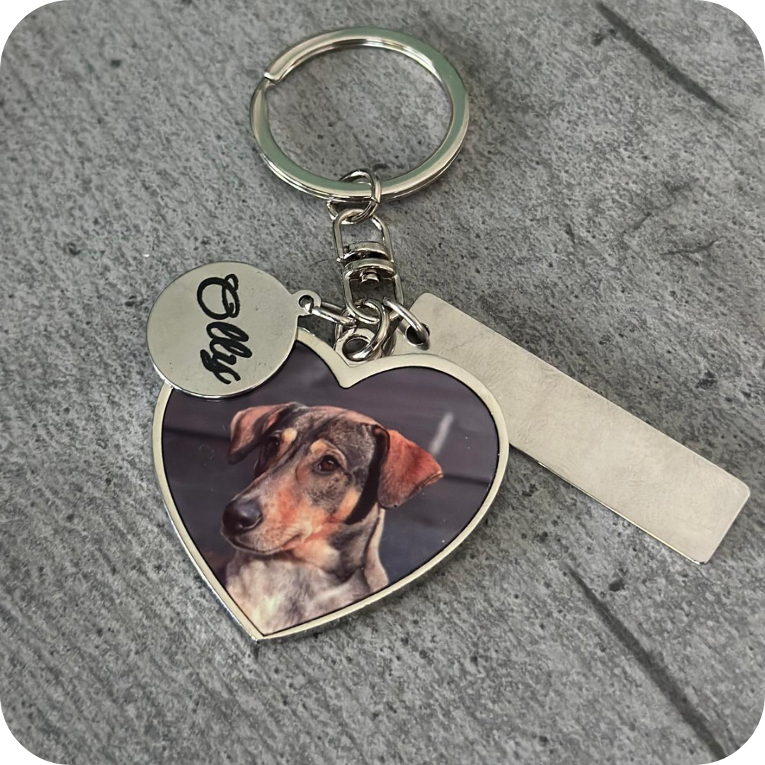 Sleutelhanger Hart | Dubbele foto | Tekst label