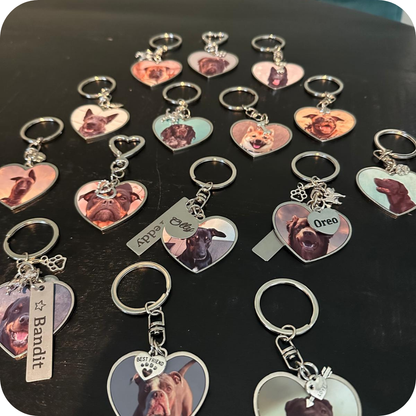 Sleutelhanger Hart | Dubbele foto | Tekst label