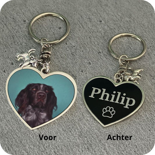 Sleutelhanger Hart | Foto voorkant + tekst graveren achterkant