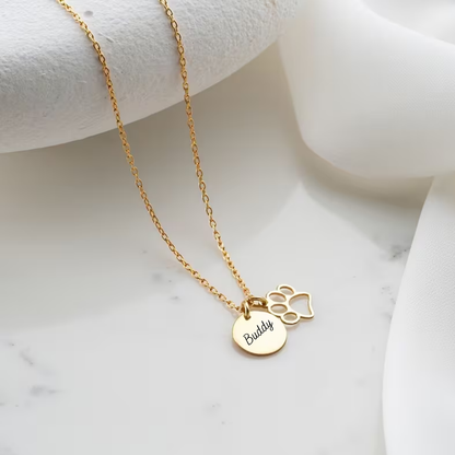 Hondenpoot Munt met Naam | Ketting