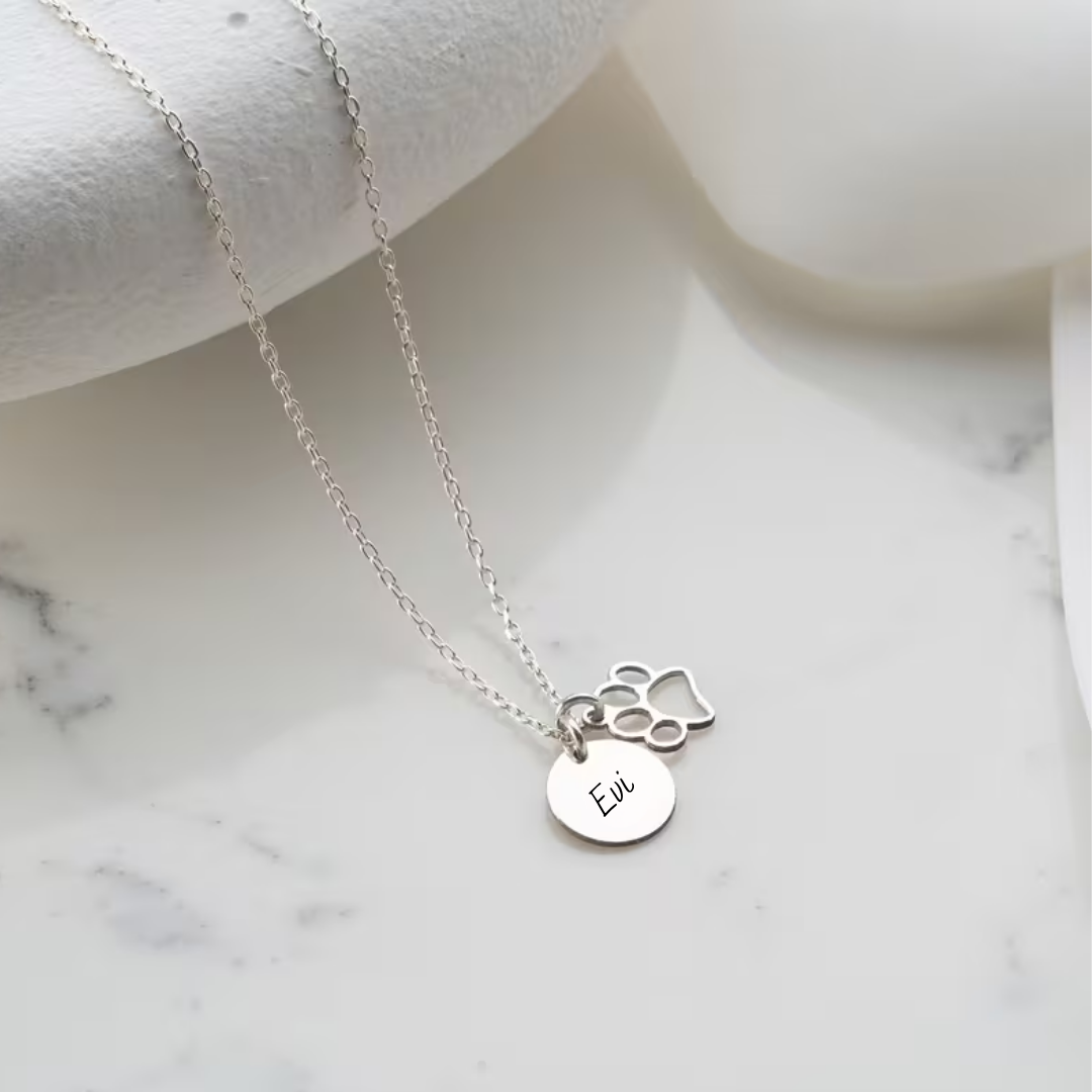 Hondenpoot Munt met Naam | Ketting