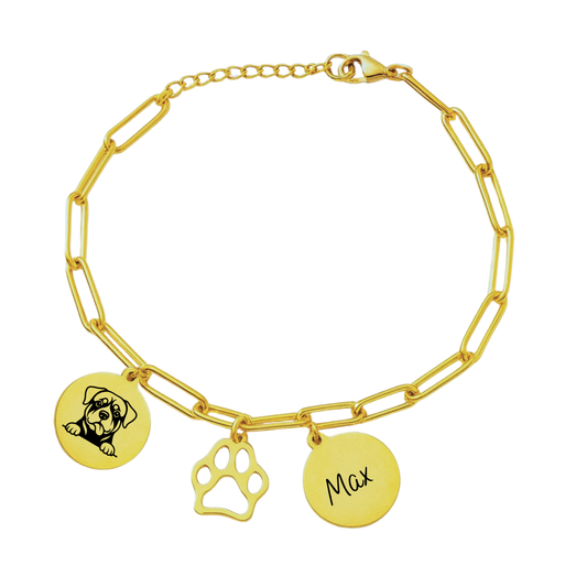 Armband | Hondenkop en naam