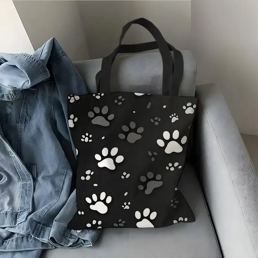 Shopper PawPrint zwart/wit