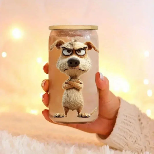 Mason Jar Beker met Cartoon