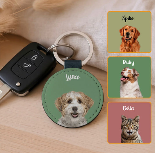 Sleutelhanger PU-leer Rond met foto